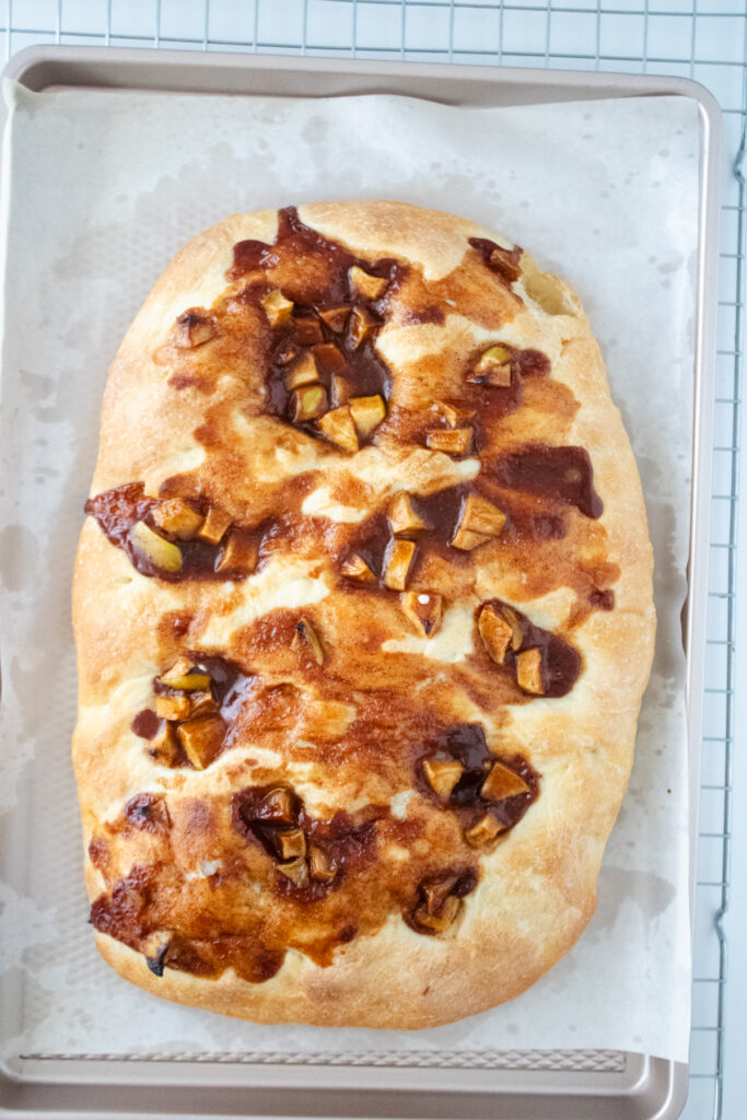 fresh out the oven apple fritter focaccia