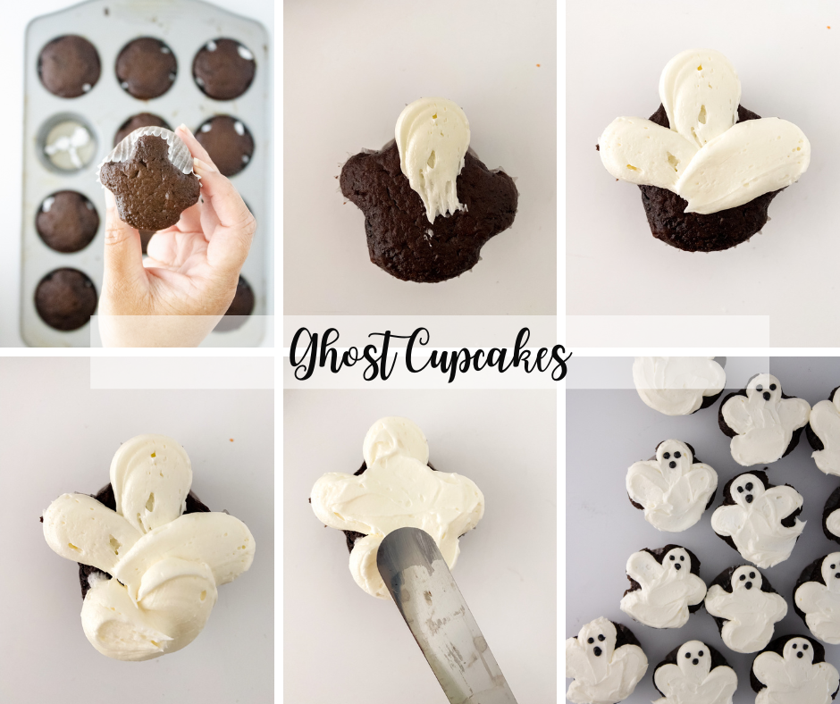 ghost cupcakes step by step grid