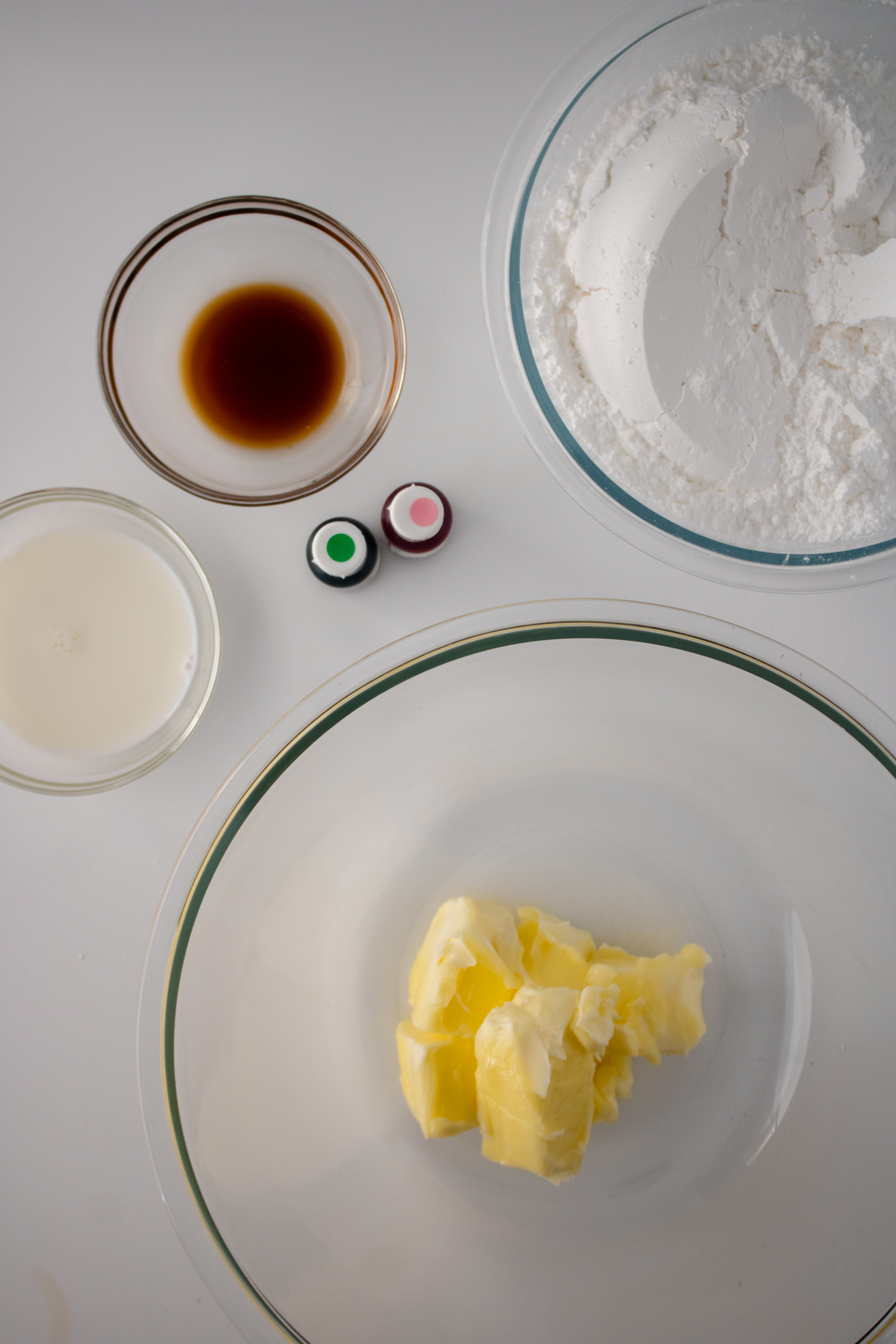 Butter and shortening being prepared for creaming the buttercream frosting